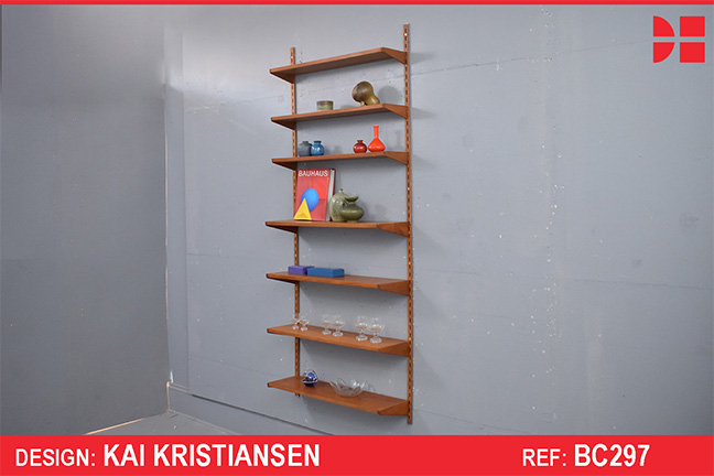 Modular teak bookcase designed by Kai Kristiansen | FM System