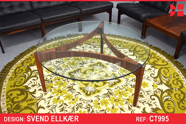 Vintage rosewood coffee table with circular glass top | Svend Ellekaer