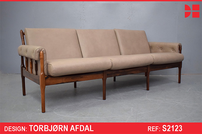 Vintage rosewood frame 3 seater sofa by Torbjorn Afdal