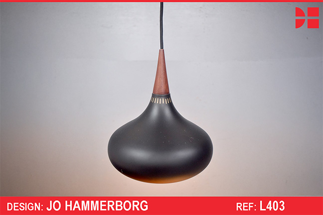 Black & teak 'orient' pendant light produced by Fritz Hansen