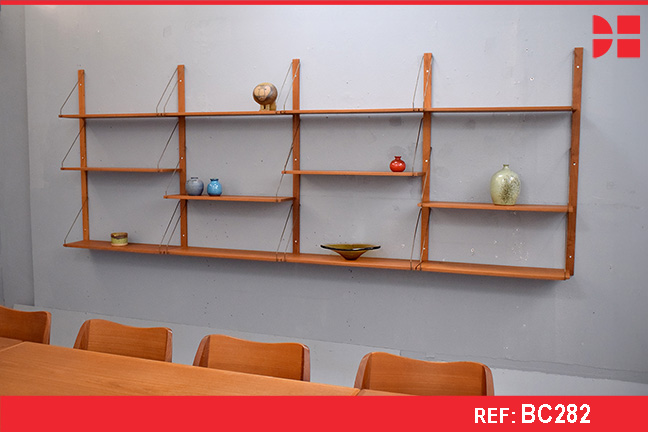 Midcentury design modular shelving system in teak